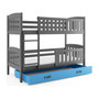 Dětská patrová postel KUBUS s úložným prostorem 80x190 cm - grafit Modrá - galerie #3