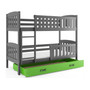 Dětská patrová postel KUBUS s úložným prostorem 90x200 cm - grafit Zelená