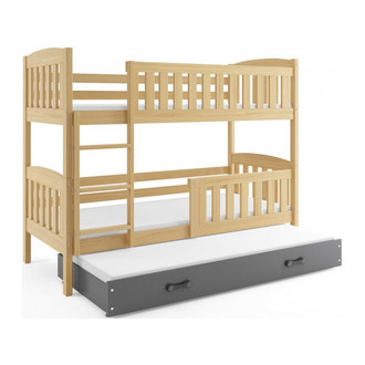 Dětská patrová postel KUBUS s výsuvnou postelí 80x190 cm - borovice