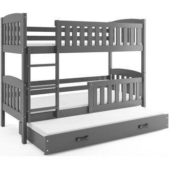 Dětská patrová postel KUBUS s výsuvnou postelí 80x190 cm - grafit