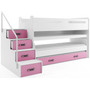 Dětská patrová postel s výsuvnou postelí MAX I 80x200 cm - bílá Ružové - galerie #1