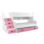 Dětská patrová postel MAX III s úložným prostorem 80x200 cm - bílá Ružové - galerie #2