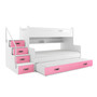 Dětská patrová postel MAX III s výsuvnou postelí 80x200 cm - bílá Ružové - galerie #2