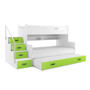 Dětská patrová postel MAX III s výsuvnou postelí 80x200 cm - bílá Zelená - galerie #1