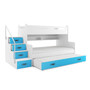 Dětská patrová postel MAX III s výsuvnou postelí 80x200 cm - bílá Modrá
