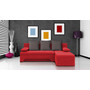 Rozkládací rohová sedačka VALERIE Červená Tmavě hnědá