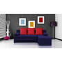 Rozkládací rohová sedačka VALERIE Tmavě modrá Červená