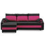 Rohová rozkládací sedací souprava HEWLET PLUS color Černá + růžová - galerie #5