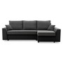 Rohová rozkládací sedací souprava PAUL 1 PRO Černá eko-kůže + Tmavě šedá - galerie #1