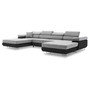 Rohová rozkládací sedací souprava RIGATTO III PRO 3 Černá eko-kůže + Světle šedá - galerie #1