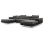 Rohová rozkládací sedací souprava RIGATTO III PRO 3 Černá eko-kůže + Tmavě šedá - galerie #1