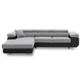 Rohová rozkládací sedací souprava RIGATTO VI PRO 3 Levá Černá eko-kůže + Světle šedá