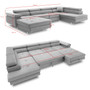 Rohová rozkládací sedací souprava RIGATTO II PRO 3 Pravá Bílá eko-kůže + Světle šedá - galerie #5