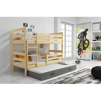 Dětská patrová postel ERYK s výsuvným lůžkem 80x160 cm- borovice