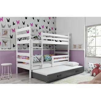 Dětská patrová postel ERYK s výsuvným lůžkem 80x190 cm - bílá