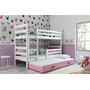 Dětská patrová postel ERYK s výsuvným lůžkem 90x200 cm - bílá Růžová - galerie #3
