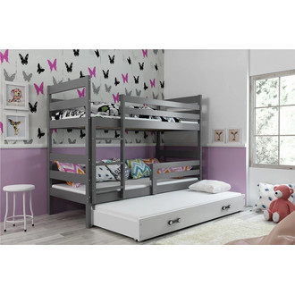 Dětská patrová postel ERYK s výsuvným lůžkem 90x200 cm - grafit
