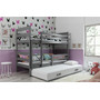 Dětská patrová postel ERYK s výsuvným lůžkem 90x200 cm - grafit