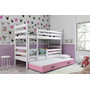 Dětská patrová postel ERYK s výsuvným lůžkem 80x190 cm - bílá Růžová