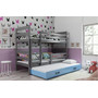 Dětská patrová postel ERYK s výsuvným lůžkem 90x200 cm - grafit Modrá