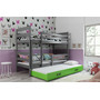 Dětská patrová postel ERYK s výsuvným lůžkem 90x200 cm - grafit Zelená