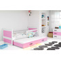Dětská postel s výsuvnou postelí RICO 200x90 cm Bílá Ružové
