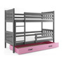 Dětská patrová postel CARINO s úložným prostorem 80x190 cm - grafit Ružové
