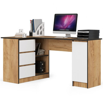 Počítačový stůl B20 CLP, levá, řemeslný dub/bílá