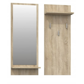 Nástěnný věšák Riva se zrcadlem - dub sonoma