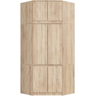 Rohová šatní skříň s nástavbou S100 - dub sonoma