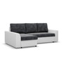 Rohová rozkládací sedací souprava PAUL látka v kombinaci s eko-kůží Levá Šedá/bílá I