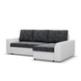 Rohová rozkládací sedací souprava PAUL látka v kombinaci s eko-kůží Pravá Šedá/bílá I