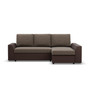 Rohová rozkládací sedací souprava PAUL látka v kombinaci s eko-kůží Pravá Hnědá - galerie #1