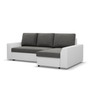 Rohová rozkládací sedací souprava PAUL látka v kombinaci s eko-kůží Pravá Šedá/bílá II