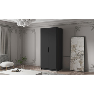 Šatní skříň BODRUM 100 I - černá/černé úchytky