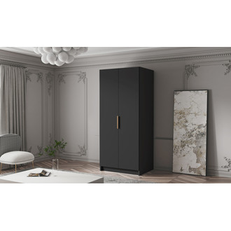 Šatní skříň BODRUM 100 I - černá/zlaté úchytky