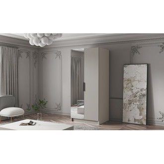 Šatní skříň BODRUM 100 II - béžová/černé úchytky