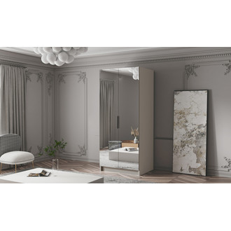 Šatní skříň BODRUM 100 III - béžová/černé úchytky