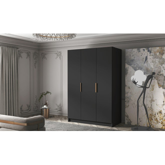 Šatní skříň CALPE 150 I - černá/zlaté úchytky