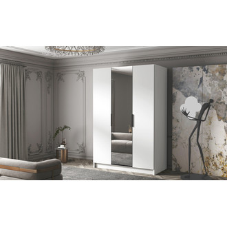 Šatní skříň CALPE 150 II - bílá/černé úchytky