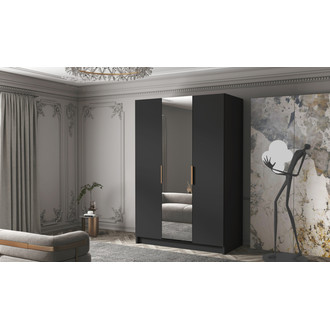 Šatní skříň CALPE 150 II - černá/zlaté úchytky