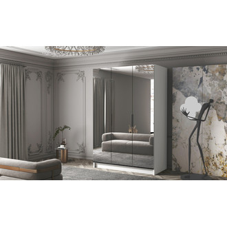 Šatní skříň CALPE 150 III - bílá/černé úchytky