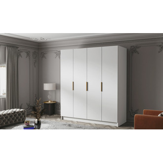 Šatní skříň SALVADOR 200 I - bílá/zlaté úchytky