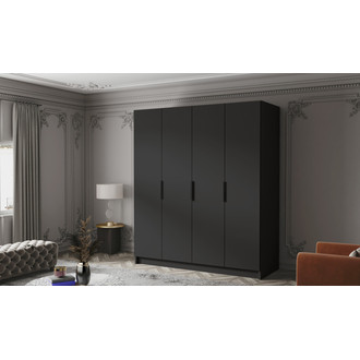 Šatní skříň SALVADOR 200 I - černá/černé úchytky