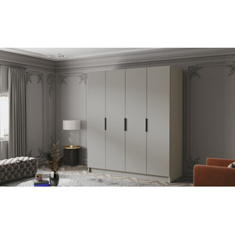 Šatní skříň SALVADOR 200 I - béžová/černé úchytky