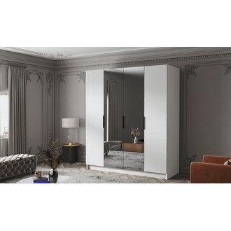 Šatní skříň SALVADOR 200 II - bílá/černé úchytky