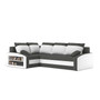 Rozkládací rohová sedací souprava s poličkou GRANDE Levá Šedá/bílá
