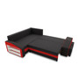 Rozkládací rohová sedací souprava s taburety a poličkou GRANDE micro Levá Černá/červená - galerie #1