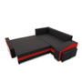 Rozkládací rohová sedací souprava s taburety a poličkou GRANDE micro Pravá Černá/červená - galerie #1