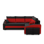 Rozkládací rohová sedací souprava s taburety a poličkou GRANDE micro Pravá Černá/červená
